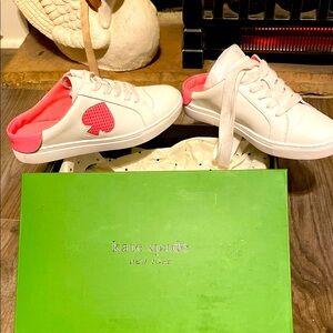 Kate Spade White Sneakers with Pink Heart Accent